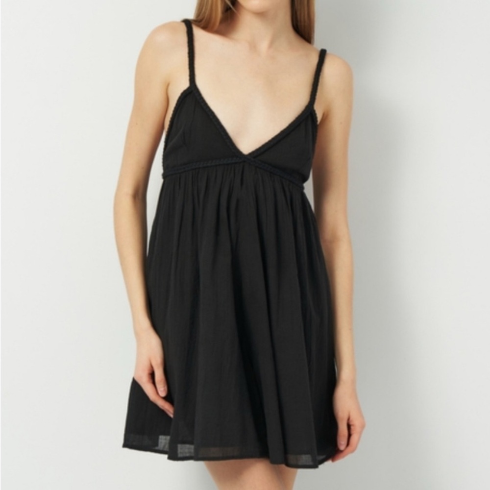 Zara Black Cotton Flowy Bubble Sleeveless Short Romper Size XS